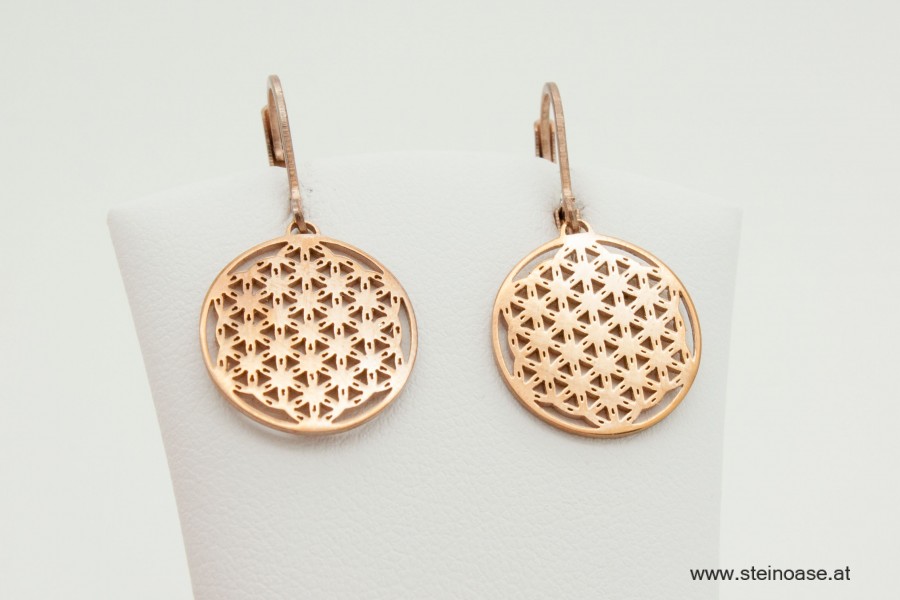 Ohrschmuck 'Blume des Lebens' Edelstahl rosevergoldet - AKTION